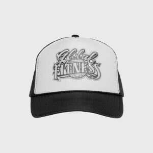 Black & White Global Fitness Mr. Cartoon Trucker Hat